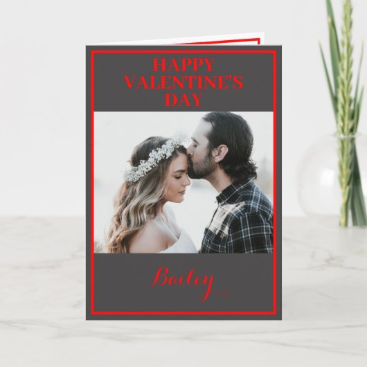 カスタム2枚の写真 バレンタインデーの折りたたみカード カード (正面)