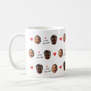 カスタム2枚の赤ちゃんの顔コラージュ入りマグカップ "I Love You Dad" コーヒーマグカップ