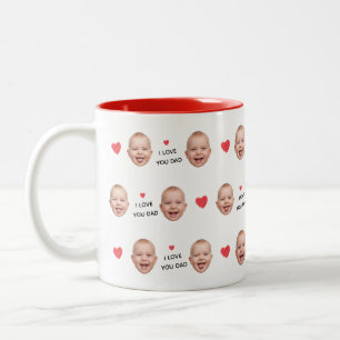カスタム2枚の赤ちゃんの顔コラージュ "I Love You Dad" ツートーンマグカップ