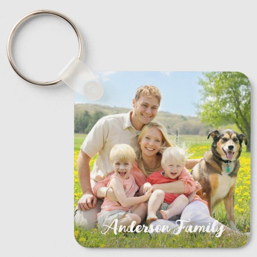 カスタム2枚フォトファミリー両面パーソナライズされた キーホルダー (正面)