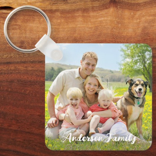 カスタム2枚フォトファミリー両面パーソナライズされた キーホルダー (正面)