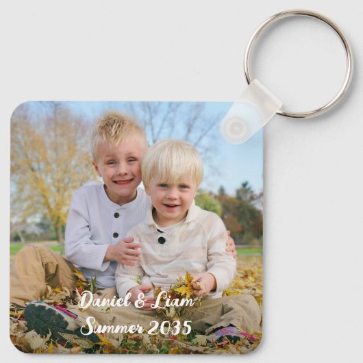 カスタム2枚フォトファミリー両面パーソナライズされた キーホルダー (裏面)
