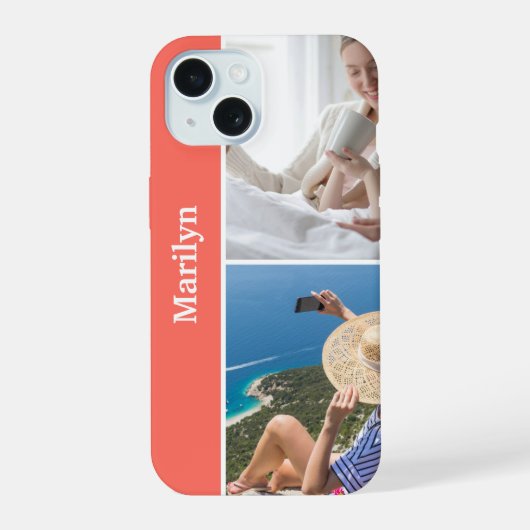 カスタム2枚写真入りiPhoneケース 名入れ iPhone 15ケース (裏面)