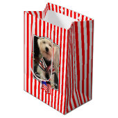 カスタム2枚USAアメリカ国旗かわいい ミディアムペーパーバッグ (正面アングル)