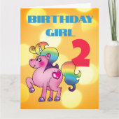 カスタム2歳の誕生日お姫様ユニコーン カード (正面)