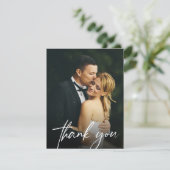 カスタム2結婚の写真のシンプルモダンスクリプト サンキューカード (スタンド正面)