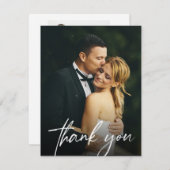 カスタム2結婚の写真のシンプルモダンスクリプト サンキューカード (正面/裏面)