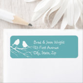 カスタム2羽の白い雀のシルエットL ラベル (インサイチュ)