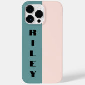 カスタム2色ブロックバラピンクティール(緑がかった色)ビッグネーム Case-Mate iPhoneケース (裏面)