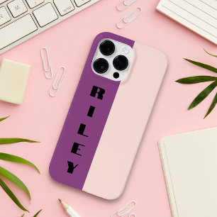 カスタム2色ブロックバラピンクパープルビッグネーム Case-Mate iPhone 14 PRO MAXケース