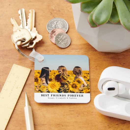 カスタム2面の写真と名前BFF Keychain キーホルダー (デスク)