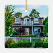 カスタム2面の新しいホーム写真(年、名前) セラミックオーナメント (裏面)