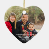カスタム2面エレガント金ゴールド家族フォトクリスマス セラミックオーナメント (裏面)