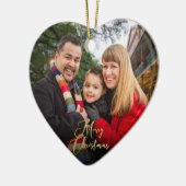 カスタム2面エレガント金ゴールド家族フォトクリスマス セラミックオーナメント (左)