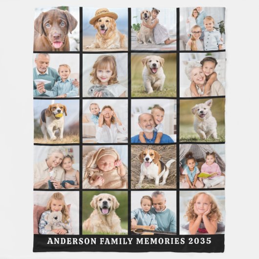 カスタム20フォトコラージュパーソナライズされたフモダンァミリ フリースブランケット (正面)