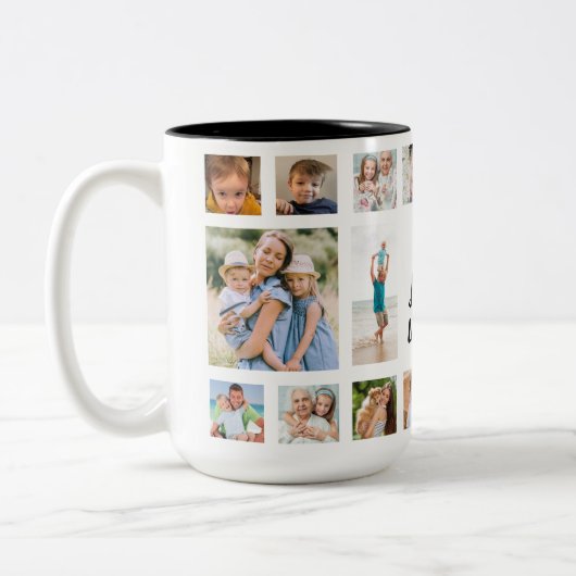 カスタム20家族の写真コラージュ家族が私を愛している ツートーンマグカップ (左)