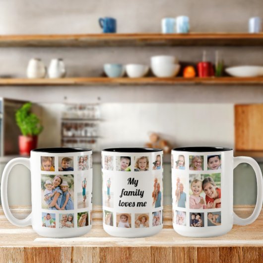 カスタム20家族の写真コラージュ家族が私を愛している ツートーンマグカップ