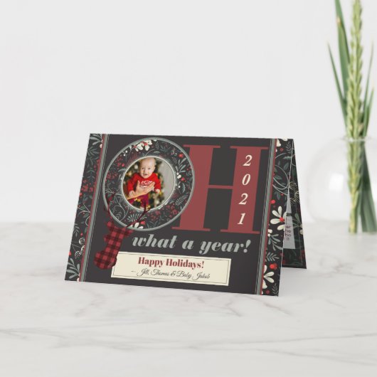 カスタム2021年おもしろい検疫ビンゴ写真クリスマス シーズンカード (正面)