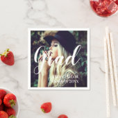 カスタム2023年写真卒業タイポグラフィ スタンダードカクテルナプキン (インサイチュ)