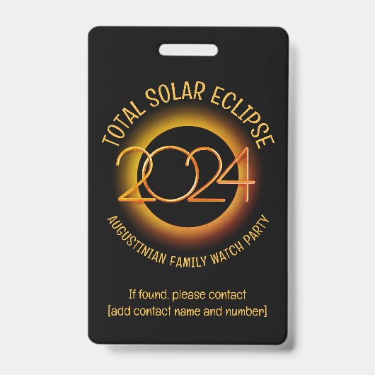 カスタム2024年ECLIPSE子太陽のグル失ったープ合計 バッジ (正面)