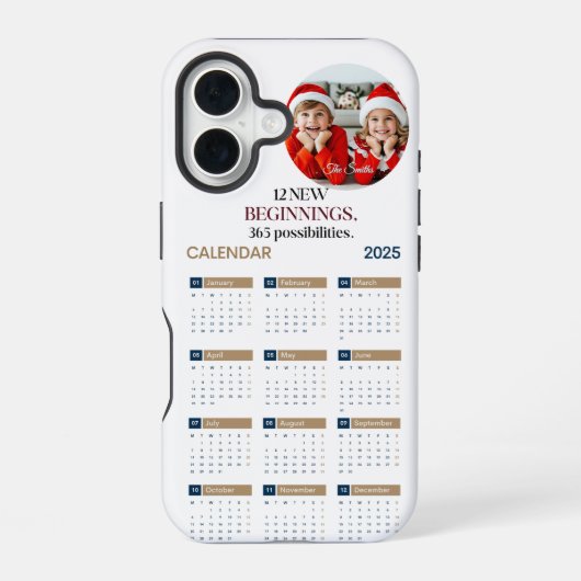カスタム2025カレンダー iPhone 16ケース (裏面)