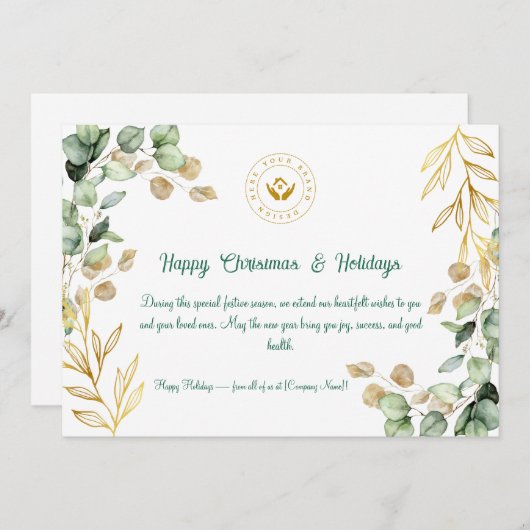 カスタム2025企業の年クリスマス・グリーティング・カード シーズンカード (正面/裏面)