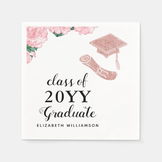 カスタム2025年エレガントクラスフローラ卒業 スタンダードカクテルナプキン (正面)