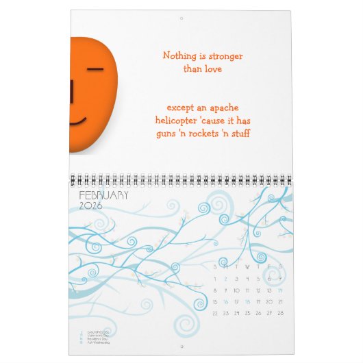 カスタム2025年新年引用文おもしろいジョーク机の壁 カレンダー (2月 2026)