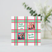 カスタム2025赤い緑の格子縞の家族の写真 シーズンカード (スタンド正面)