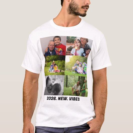 カスタム2026年ヴィベス6枚フォトコラージュ Tシャツ (正面)