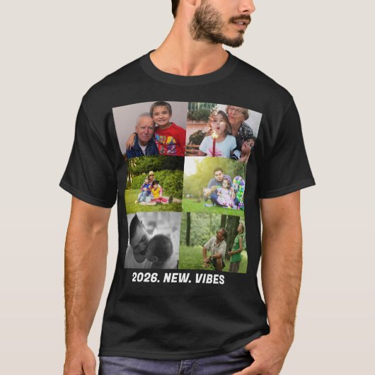 カスタム2026年ヴィベス6枚フォトコラージュ Tシャツ (正面)