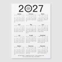 カスタム2027年マグネットカレンダー(ビジネスロゴ入り)