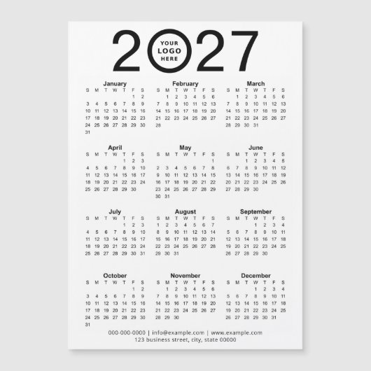 カスタム2027年マグネットカレンダー（ビジネスロゴ入り） (正面)