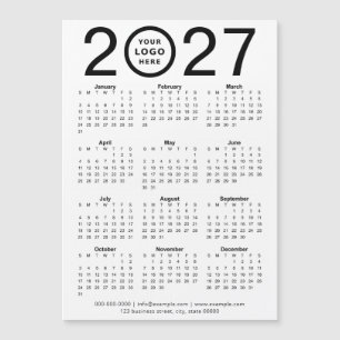 カスタム2027年マグネットカレンダー(ビジネスロゴ入り)