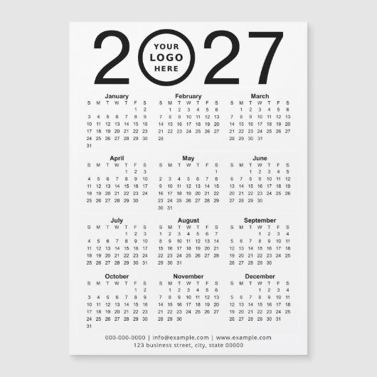 カスタム2027年マグネットカレンダー（ビジネスロゴ入り） (正面)