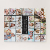 カスタム21フォトコラージュパーソナライズされたブラック ジグソーパズル (横)