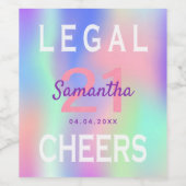 カスタム21歳の誕生日パーティーレインボー法グリッター ワインラベル (シングルラベル)