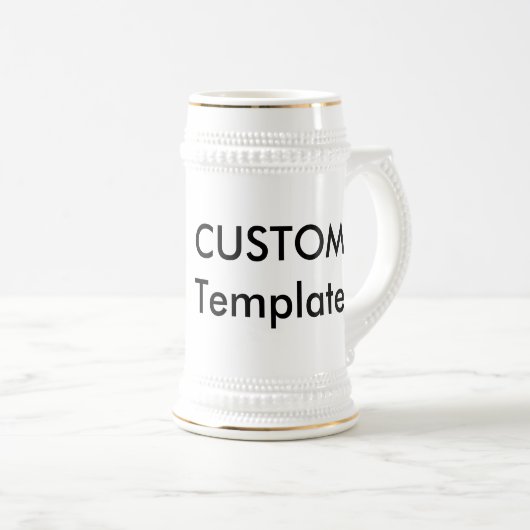 カスタム22ozビールスタイ伝統的ンホワイト&金ゴールド ビールジョッキ (正面右)