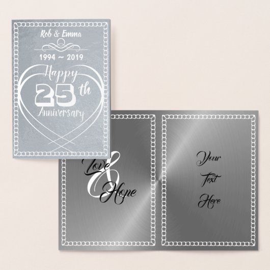 カスタム25パーソナライズされたth Silver Anniversary Card 箔カード (ディスプレー)