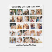 カスタム25フォトコラージブラックインスタグラム フリースブランケット (正面)