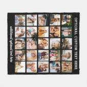 カスタム25フォトコラージブラックインスタグラム フリースブランケット (正面(横))