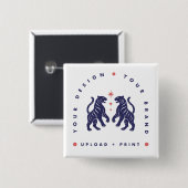 カスタム2"ボタン | デザインアップロードスクエアボタン 缶バッジ (正面&裏面)