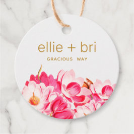 カスタム2"ラウンドピンクマグノリアフローラつるラベル フェイバータグ