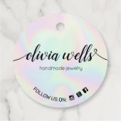 カスタム2"ラウンドホログラフィックスクリプトつるラベル フェイバータグ (裏面)