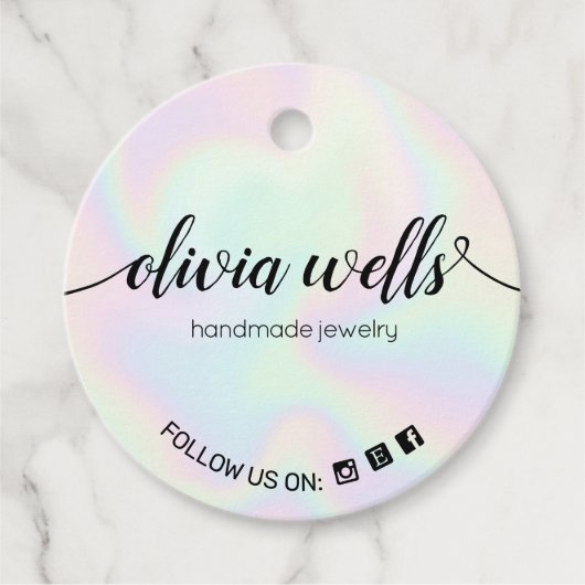 カスタム2"ラウンドホログラフィックスクリプトつるラベル フェイバータグ (正面)