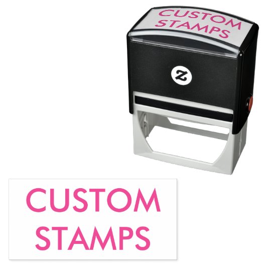 カスタム2.9インチx 1.4インチ自己インク式スタンプPINKインク セルフインキングスタンプ (インサイチュ)