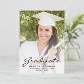 カスタム2-Photoブラック文字卒業発表 招待状 (スタンド正面)