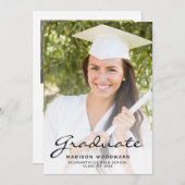 カスタム2-Photoブラック文字卒業発表 招待状 (正面/裏面)