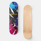 カスタム2Dカラフルアニメーションブルーブラックパープル スケートボード (正面)
