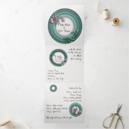 カスタム3つ折り文字折り結婚式招待状 三つ折り招待状